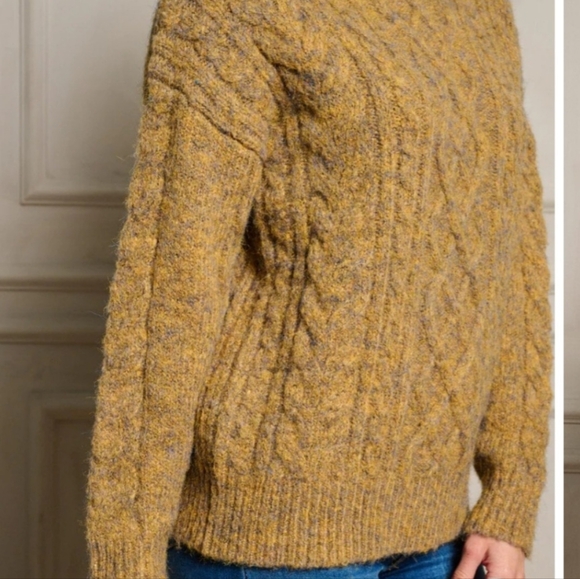 Mystree Women's Cable Knit Sweater - Gold - Picture 2 of 4